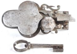 17TH CENTURY GERMAN ANTIQUE ENGRAVED STEEL LOCK AN