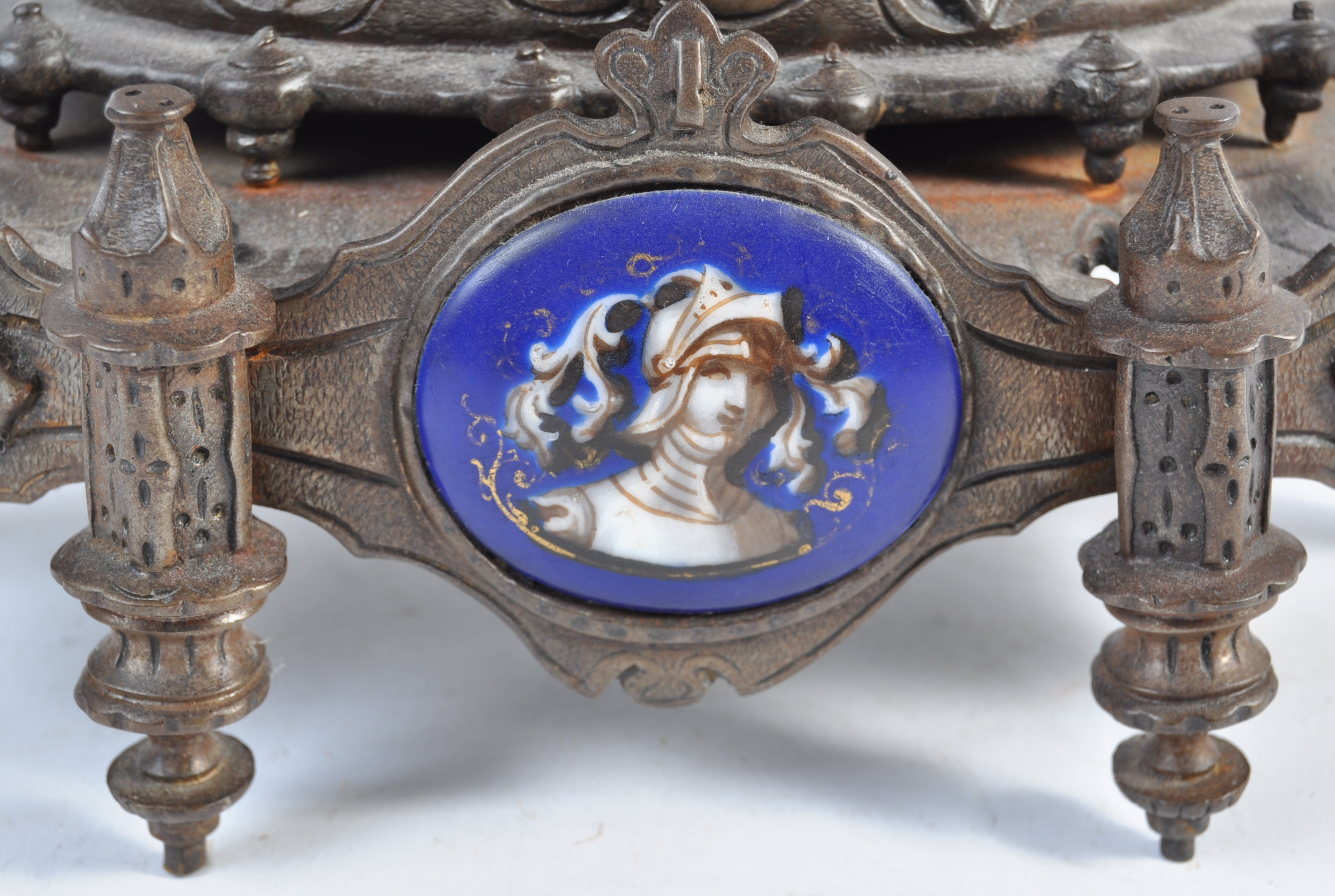 LEROY ET FILS FRENCH ANTIQUE MANTLE CLOCK WITH BLU - Image 15 of 20