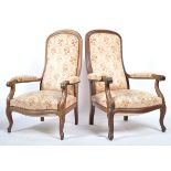 PAIR OF 19TH CENTURY FRENCH HIS AND HERS ARMCHAIRS