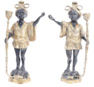 PAIR OF TWO TONE BRONZE BLACKAMOOR FIGURINES