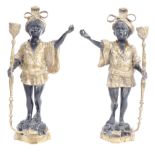 PAIR OF TWO TONE BRONZE BLACKAMOOR FIGURINES