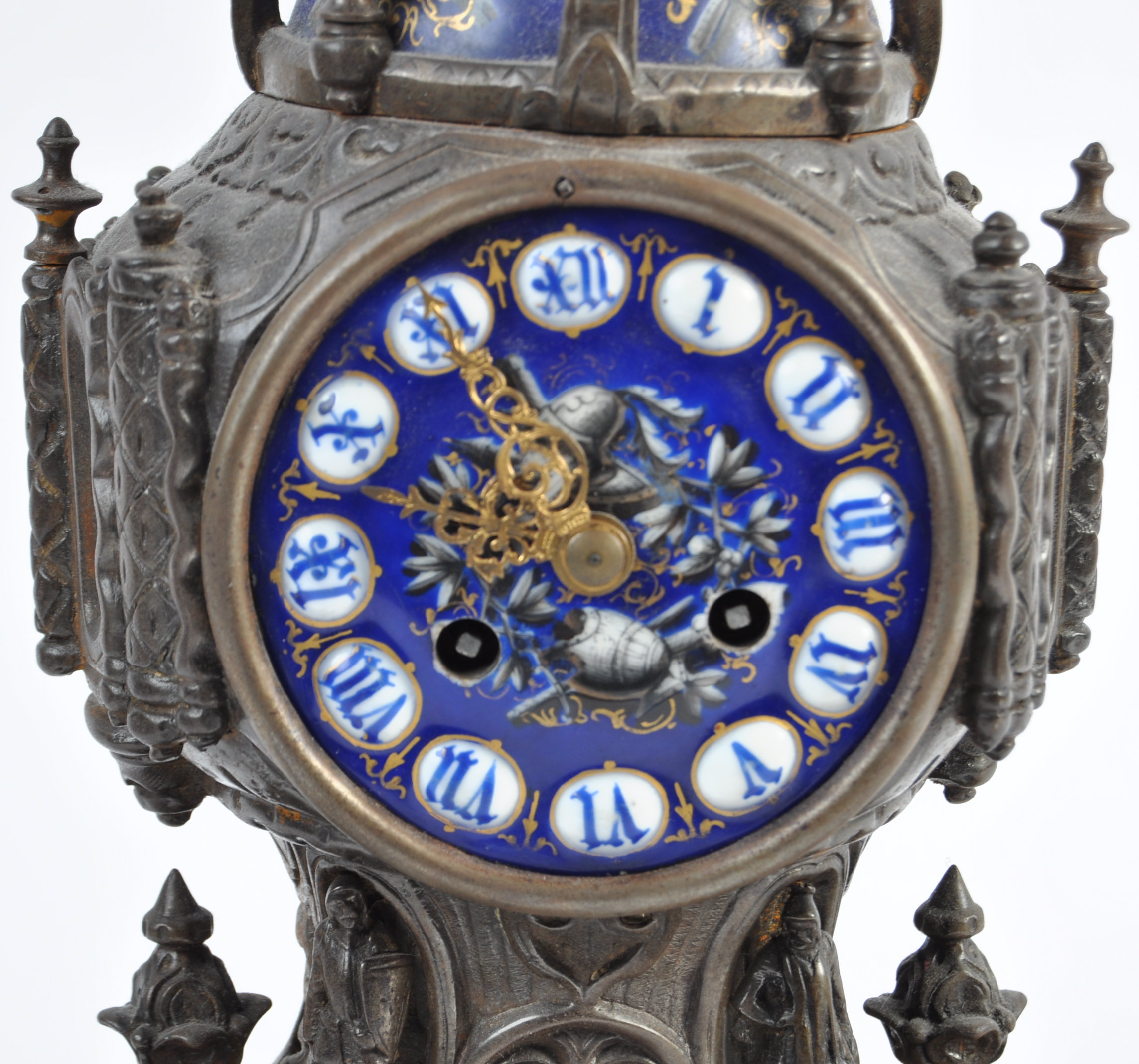 LEROY ET FILS FRENCH ANTIQUE MANTLE CLOCK WITH BLU - Image 12 of 20