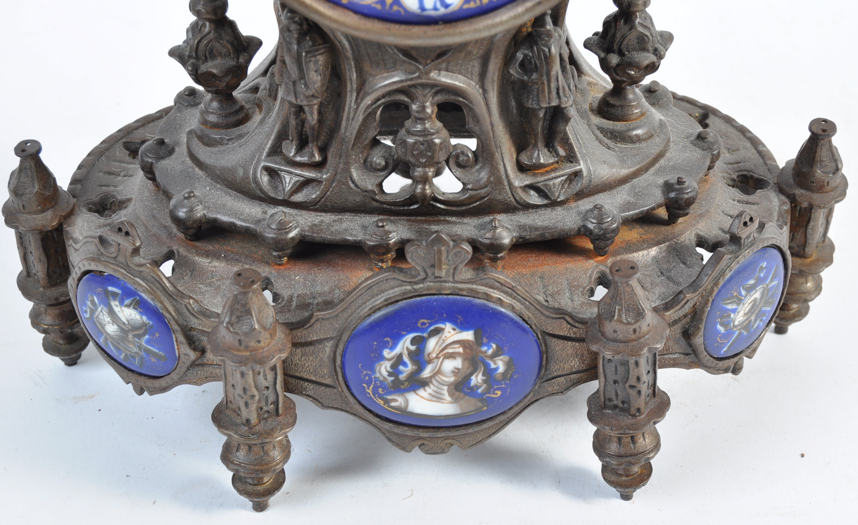 LEROY ET FILS FRENCH ANTIQUE MANTLE CLOCK WITH BLU - Image 14 of 20