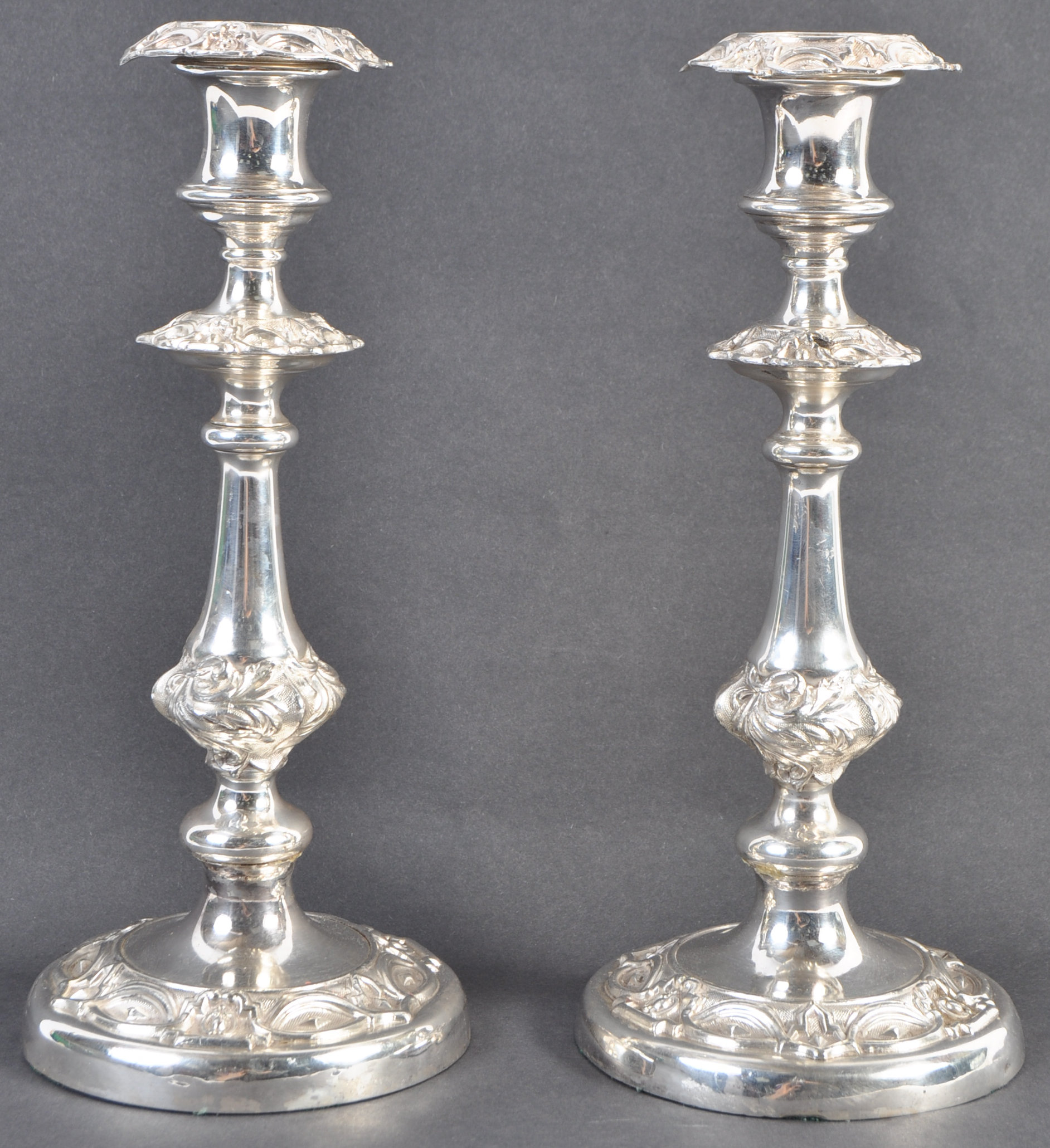 PAIR OF 19TH CENTURY SILVER WARRANTED TABLE CANDLE