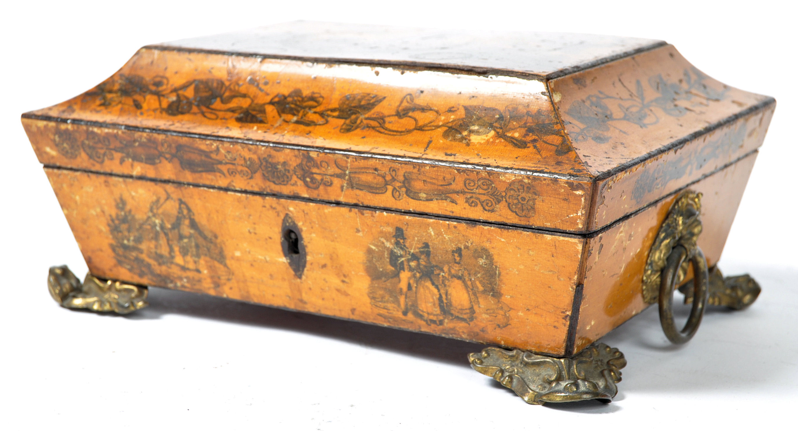 EARLY 19TH CENTURY GEORGIAN PENWORK DECORATED BOX - Image 2 of 10