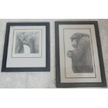 Gary Hodges (1954-) A pair of retro vintage limited edition signed prints of a pencil drawings by