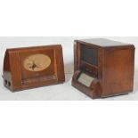 Two vintage 20th century Hi’s Master valve radio having walnut cases, plastic tune dial and bakelite