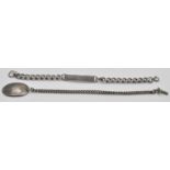 A silver hallmarked flat link / gentleman's ling curb identity bracelet having Birmingham silver