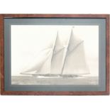 Beken of Cowes - A print of a sepia photograph of the yacht schooner Meteor IV on the sea in full