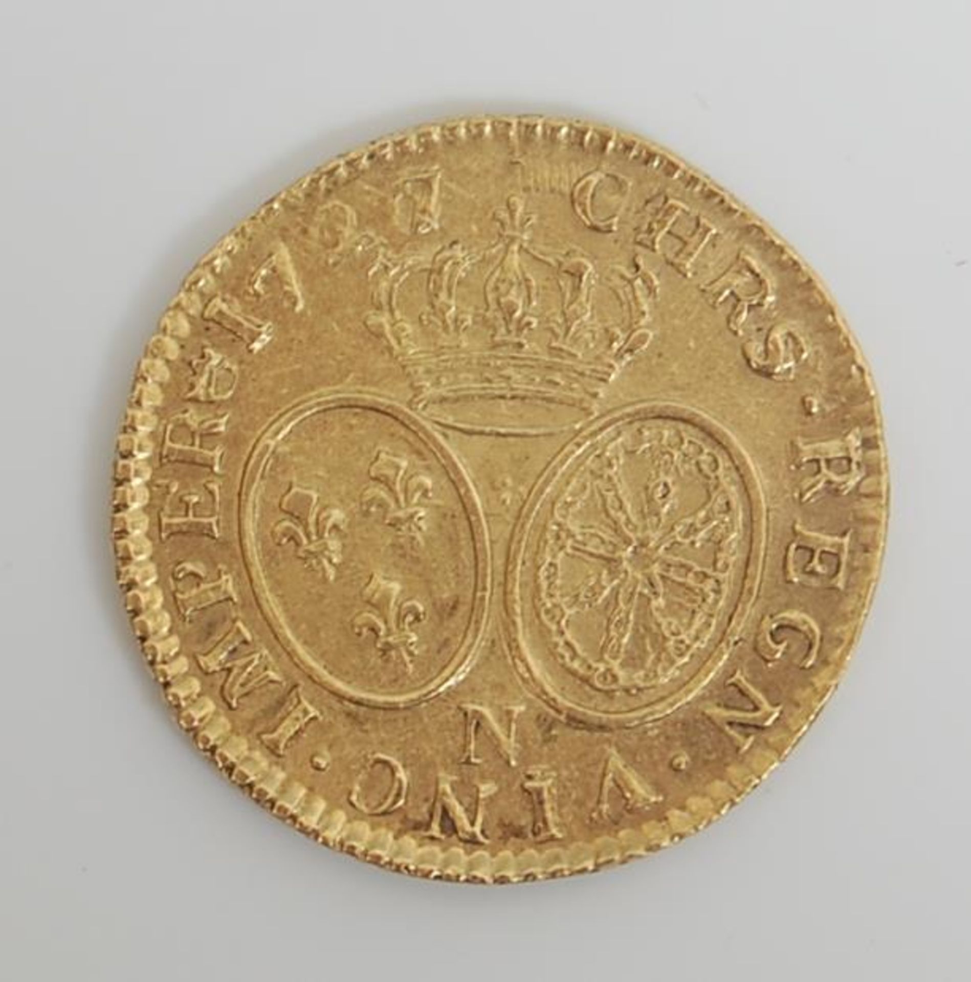 18TH CENTURY FRENCH FRANC LOUIS XV GOLD COIN - Image 2 of 3