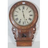 A 19th century Victorian walnut veered and mother of pearl cased station clock with the dial,