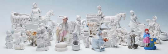 A collection of 20th Century ceramic bisque parian ware figurines to include various horse and