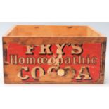 A late 19th Century / early 20th Century Edwardian wooden advertising crate for Fry's homeopathic