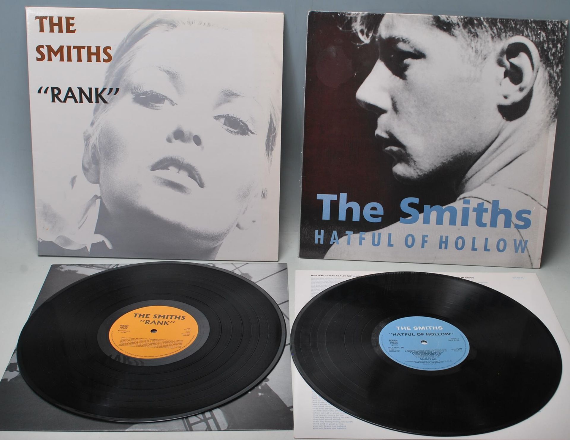 A collection of two vintage vinyl LP long play records to include The Smiths - Rank  & The