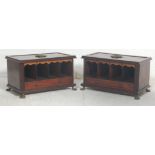 A pair of 19th century George III / Regency mahogany table top cabinets. Each brass hairy paw feet