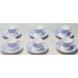 SET OF SIX SPODE BLUE AND WHITE COFFEE CUPS AND SAUCERS