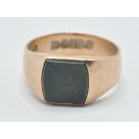 VICTORIAN 9CT GOLD BLOODSTONE SIGNET RING