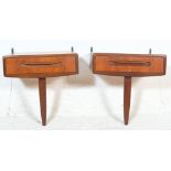 A pair of vintage retro G-plan Fresco teak wood bedside cabinets / tables having a single drawer