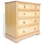 A Victorian 19th century Arts & Crafts oak chest of drawers being raised on  a plinth base having