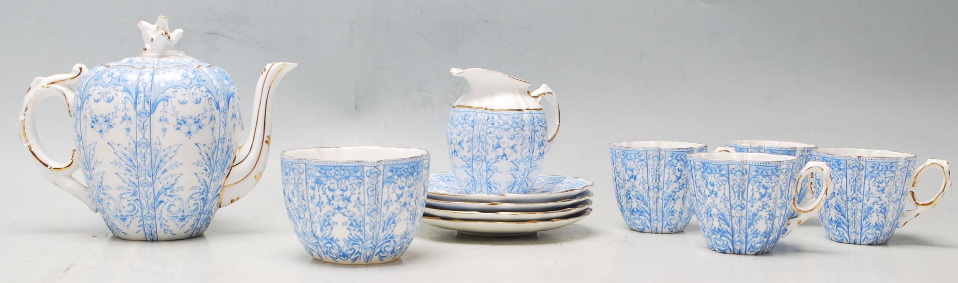 A 19th century Victorian Blue and white Aynsley Engle ceramic tea service for four comprising of