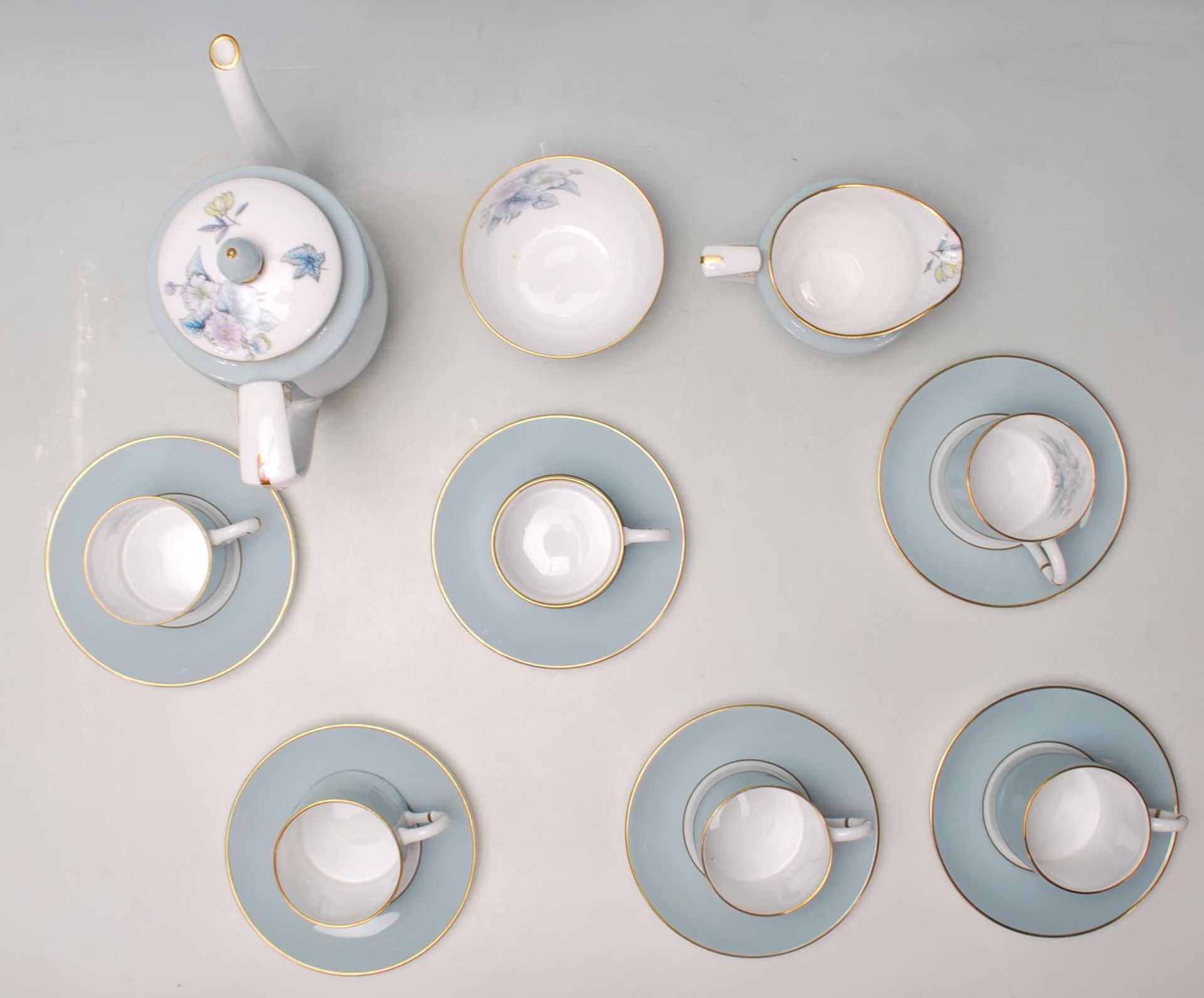 A  vintage late 20th Century Royal Worcester fine bone china coffee set in the Woodland pattern - Bild 7 aus 8