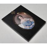A 19th Century Victorian portrait miniature painting on ivory depicting a female figure with a