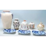 A collection of late 20th Century Chinese ceramics to include a large crackle glaze vase having blue