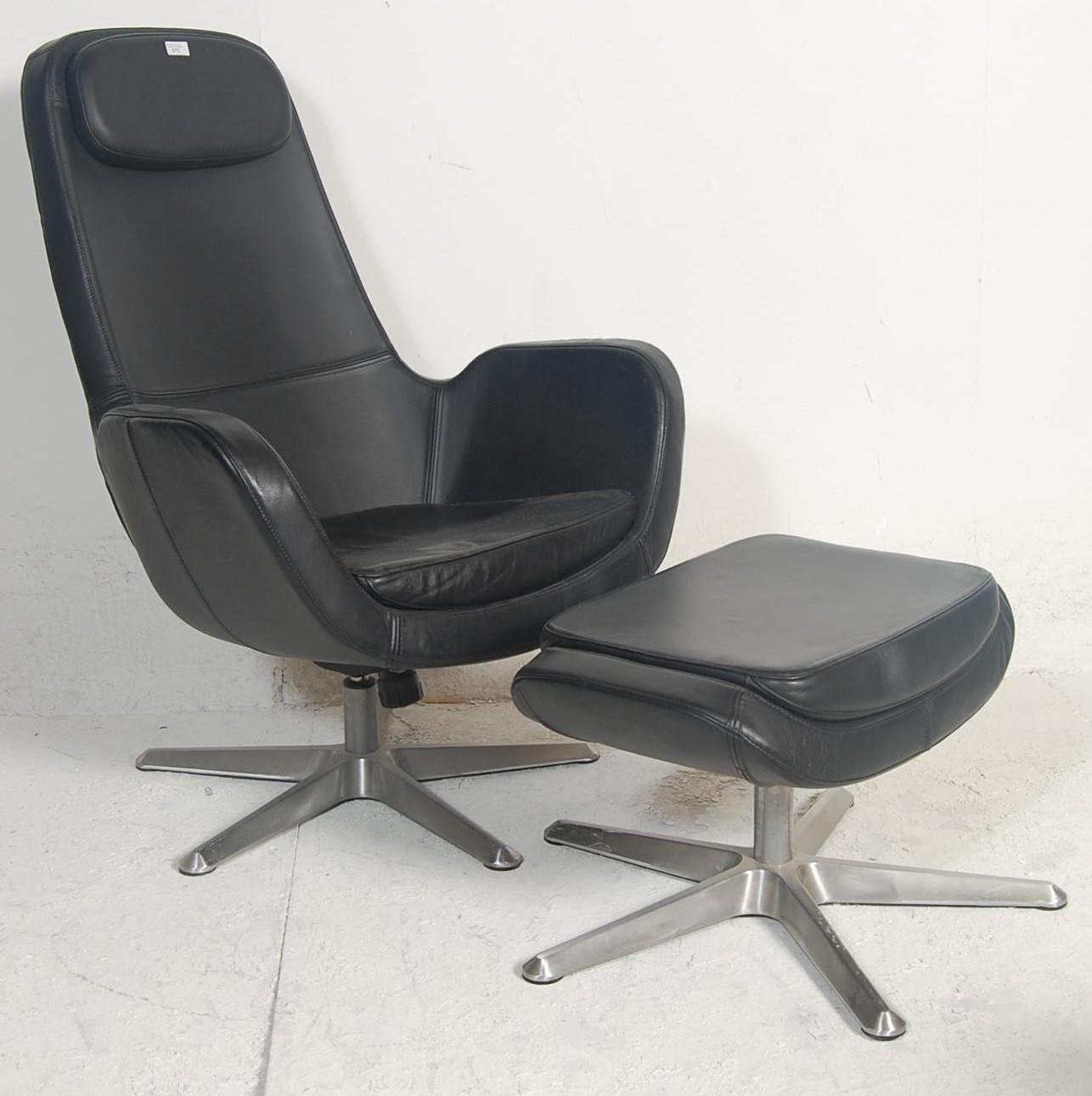 Black Leather Ikea Arkiva Swivel Chair, Ikea Leather Chair With Ottoman