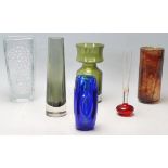 A good collection of studio art glass comprising a Sklo Union Hobnail clear glass vase, a Rudolf