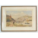 A 19th Century Victorian watercolour painting of The Clifton Suspension Bridge by J Langham. The