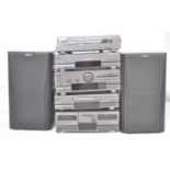 A vintage 20th century Sony Hi-Fi stacking system comprising of a CD player, radio tuner, turntable,