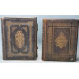 A pair of 19th Century Victorian self interpreting family bibles by the Late Rev John Brown Minister