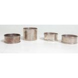 A group of four silver hallmarked napkins rings having hallmarks for Birmingham 1928 Thomas Lyster