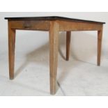 A retro early 20th century country pine refectory dining table with later mid century formica