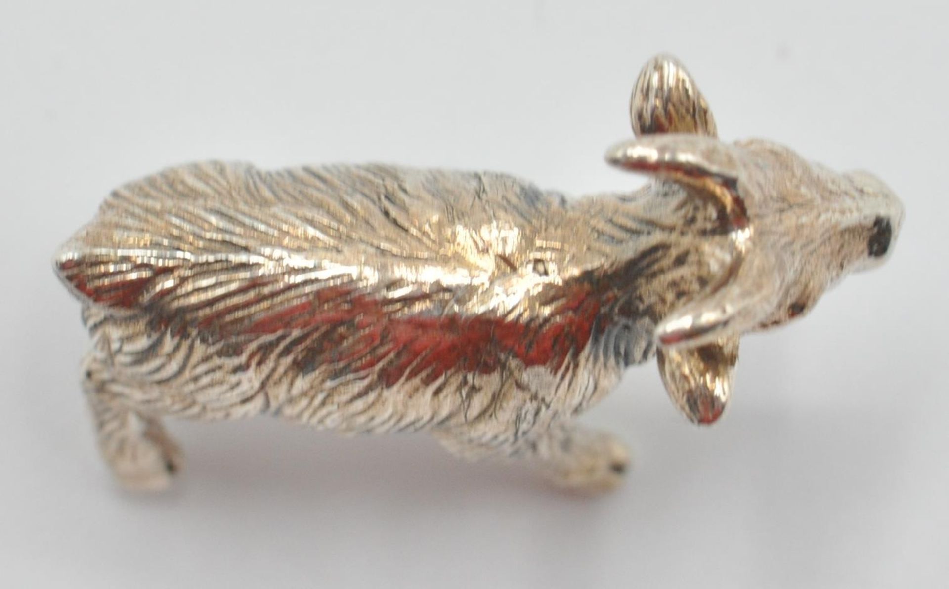 A contemporary sterling silver miniature figurine of a goat. Marked Sterling. Measures: 2cm long, - Bild 5 aus 6