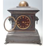 An early 20th Century Edwardian slate & marble mantle clock having a gilt domed pediment top,