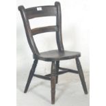 A 19th Victorian Oxford bar back Windsor childrens chair raised on turned legs with panel seat