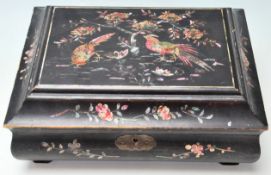 ANTIQUE CHINESE LACQUER AND MOTHER OF PEARL BOX