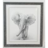Gary Hodges (1954-) A pair of retro vintage limited edition signed print of an Elephant by Gary