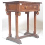 A Victorian 19th century clerks’ desk in oak. Raised on squared double column legs with flat feet