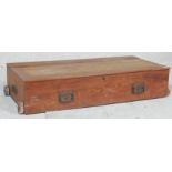 A Victorian  19th century under bed storage blanket box converted from a drawer with brass