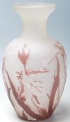 Vintage Galle Style Carved Cameo Glass Vase Signed D Tufan