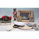 A group of Royal Navy / Naval related items to include a framed HMS plymouth painting on black, a