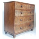 A 19thcentury Victorian mahogany 2 over 3 chest of drawers being raised on turned legs with 2