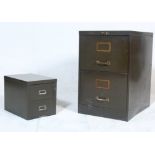 Two vintage retro late 20th century industrial offices metals filing cabinets having two sliding