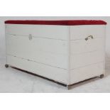 A large early 20th century painted pine blanked wood ottoman blanket box chest. The large coffer