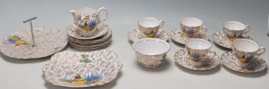 A 20th century Coronation Pottery company made tea service having a floral gilded pattern comprising