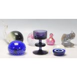 A collection of retro vintage 1980s glass paperweights to include Wedgwood, Murano & Langham