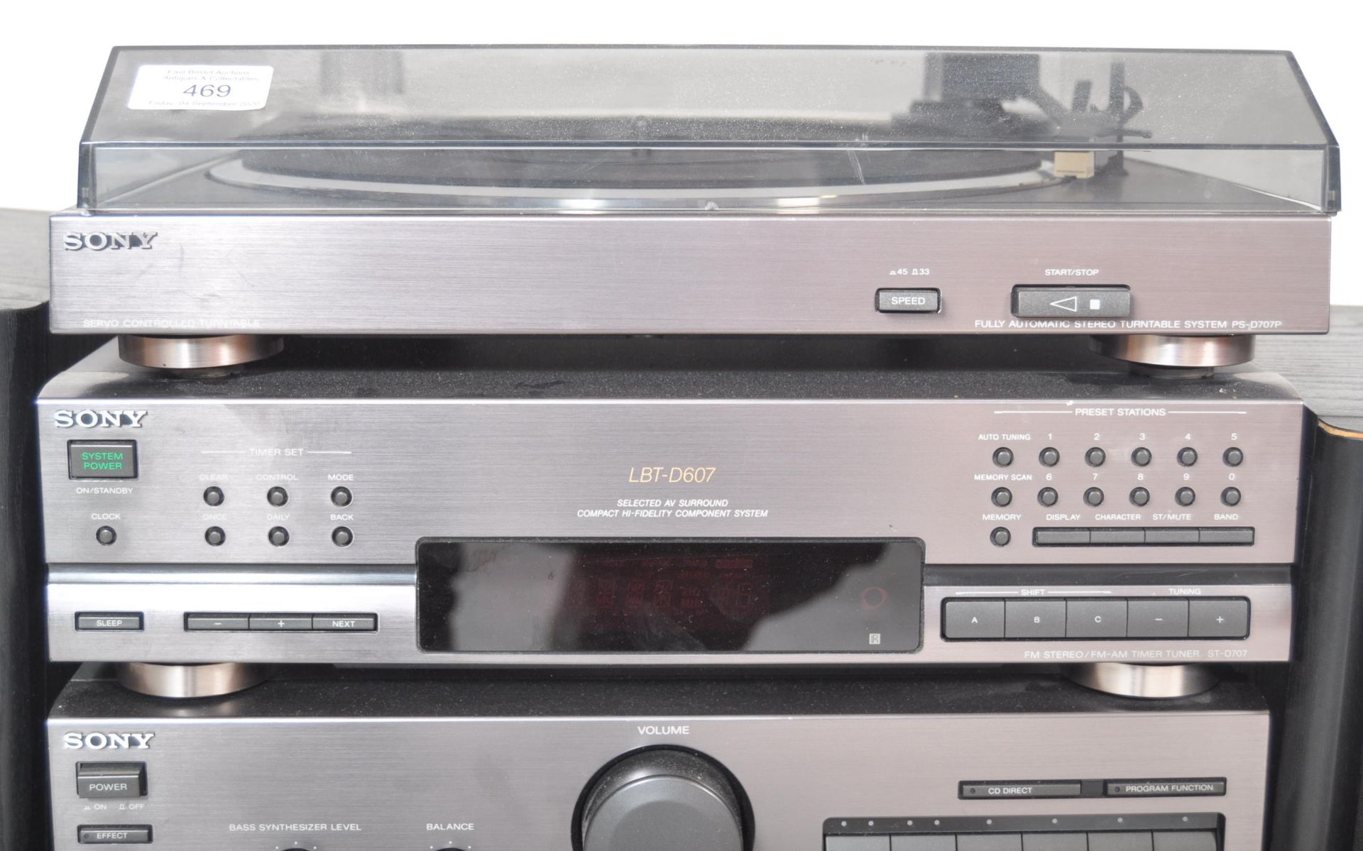 A vintage 20th century Sony Hi-Fi stacking system comprising of a CD player, radio tuner, turntable, - Bild 2 aus 8