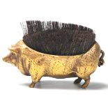 An unusual 19th century Victorian brass fountain pen / nib brush in the form of a boar / pig